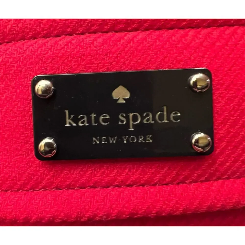Kate Spade Red Wool Shoulder Bag Women's Handbag Gold Accents
